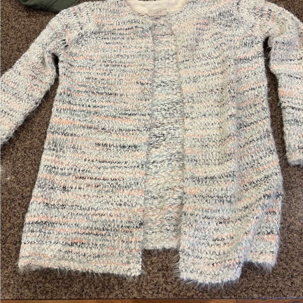 LOFT Textured Knit Cardigan in Soft Hues